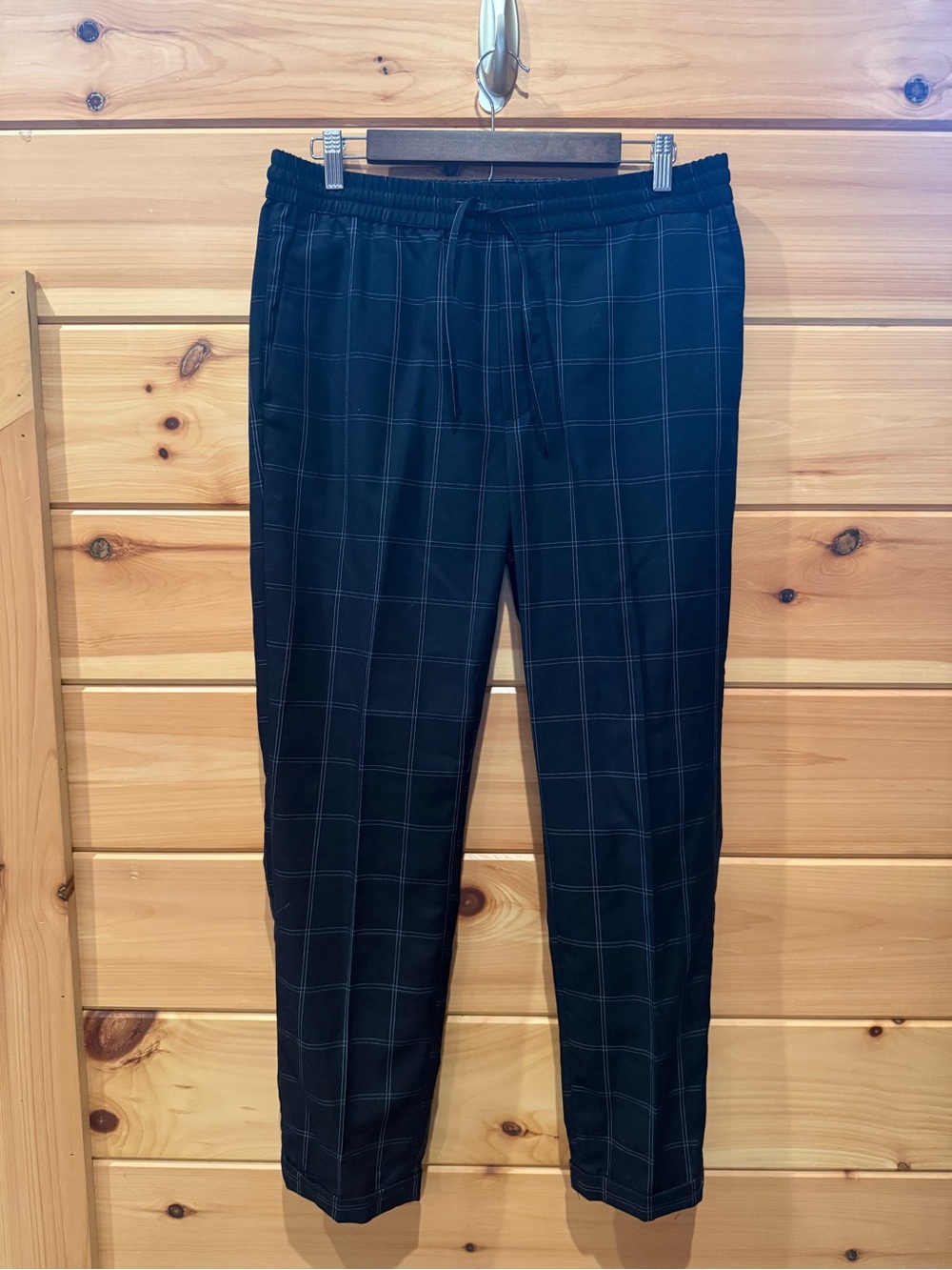 H&M Black Windowpane Plaid Ankle Pants | Size Medium